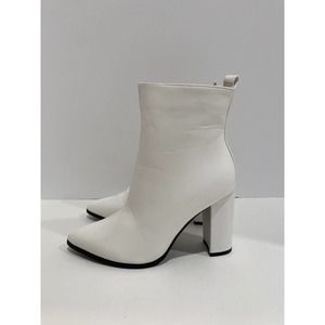 Ideal Shoes Ankle Boots White Size 38 faux fur lining US Size 7.5